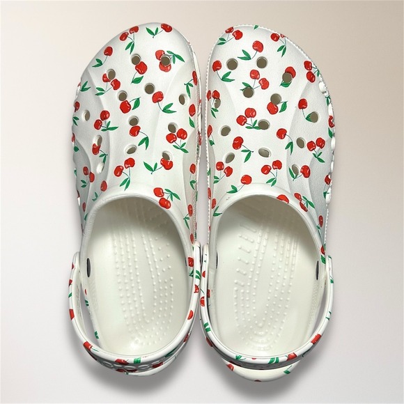New‎ Crocs Baya White Cherry Print Clog Comfort Slip On Casual Mens 11 Travel main image 5